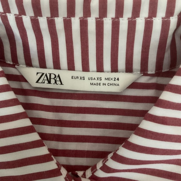 Zara Striped Embroided Dress Red  Midi XSmall - Picture 12 of 15